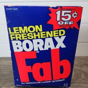 Vintage Fab Laundry Detergent Box Powder 48 oz Giant Size 15 Off Movie Prop NOS